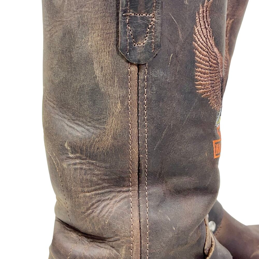 Harley Davidson Darren Harness Brown Leather Motorcycle Boots Mens 6D Women 7.5 - Picture 11 of 16